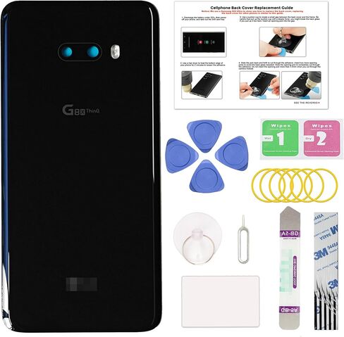 متوافق مع استبدال الغطاء الخلفي LG G8X ThinQ ، G8X LMG850EMW LM-G850 901LG باب الإسكان الخلفي مع عدسة كاميرا مثبتة مسبقًا لجميع شركات النقل ، وتشمل أدوات الإصلاح والتعليمات ، AURORA Black in Kuwait