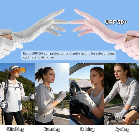 Driving Gloves Women, UV Gloves, UV Hand Protection Gloves, Breathable Driving Womens, Thin Fingerless, Thin Spf Light Sun Protection, Tennis Hiking Silk Cooling for Women, Men - 2 Pairs in Kuwait