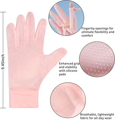 Driving Gloves Women, UV Gloves, UV Hand Protection Gloves, Breathable Driving Womens, Thin Fingerless, Thin Spf Light Sun Protection, Tennis Hiking Silk Cooling for Women, Men - 2 Pairs in Kuwait