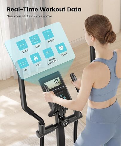 Dripex Elliptical Exercise Machine, Hyper-Quiet Magnetic Elliptical Machine for Home, Elliptical Training Machines with 16 Levels Resistance, 17.64LBS Flywheel, Pulse Sensor, 15.3" Stride in Kuwait