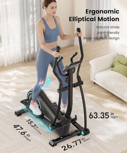 Dripex Elliptical Exercise Machine, Hyper-Quiet Magnetic Elliptical Machine for Home, Elliptical Training Machines with 16 Levels Resistance, 17.64LBS Flywheel, Pulse Sensor, 15.3" Stride in Kuwait