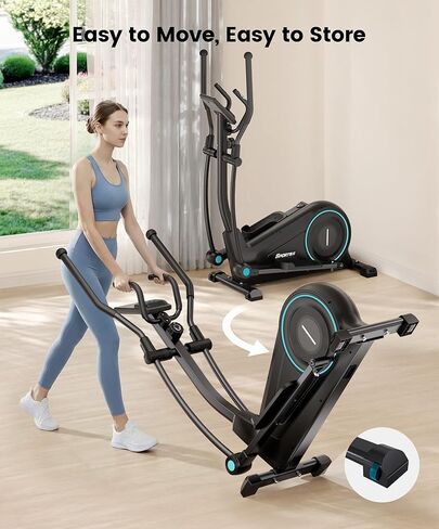 Dripex Elliptical Exercise Machine, Hyper-Quiet Magnetic Elliptical Machine for Home, Elliptical Training Machines with 16 Levels Resistance, 17.64LBS Flywheel, Pulse Sensor, 15.3" Stride in Kuwait