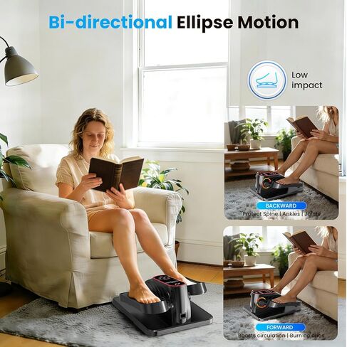 جهاز تمرين بيضاوي الشكل تحت المكتب من AXV، جهاز تمرين الساق البيضاوي الكهربائي كما يظهر على التلفاز، آلات تدريب أثناء الجلوس لكبار السن في المنزل، محمول، هادئ، مع جهاز تحكم عن بعد in Kuwait