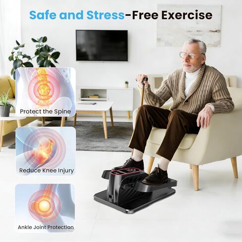 جهاز تمرين بيضاوي الشكل تحت المكتب من AXV، جهاز تمرين الساق البيضاوي الكهربائي كما يظهر على التلفاز، آلات تدريب أثناء الجلوس لكبار السن في المنزل، محمول، هادئ، مع جهاز تحكم عن بعد in Kuwait