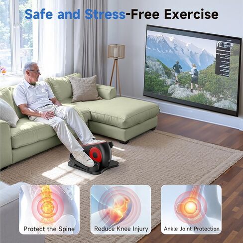 جهاز تمرين بيضاوي الشكل تحت المكتب من AXV، جهاز تمرين الساق البيضاوي الكهربائي كما يظهر على التلفاز، آلات تدريب أثناء الجلوس لكبار السن في المنزل، محمول، هادئ، مع جهاز تحكم عن بعد in Kuwait
