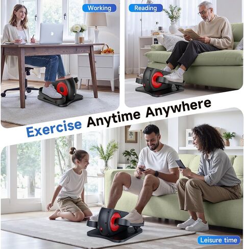 جهاز تمرين بيضاوي الشكل تحت المكتب من AXV، جهاز تمرين الساق البيضاوي الكهربائي كما يظهر على التلفاز، آلات تدريب أثناء الجلوس لكبار السن في المنزل، محمول، هادئ، مع جهاز تحكم عن بعد in Kuwait