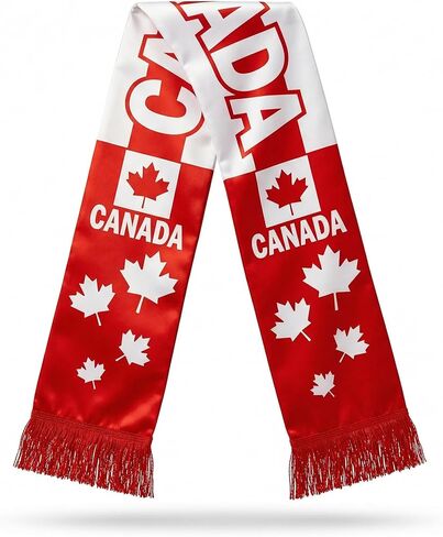 Canada Soccer Scarf Canadian Flag Satin Fan Scarf Red White 5.5 x 53 Inch Patriotic Football Supporter Accessory Game Day Stadium Tailgate Watch Party Canada Scarves in Kuwait