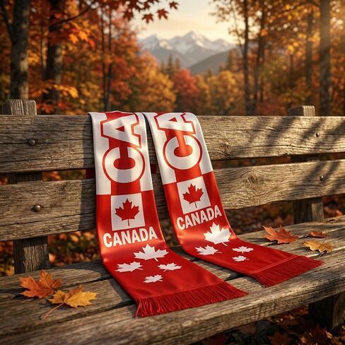 Canada Soccer Scarf Canadian Flag Satin Fan Scarf Red White 5.5 x 53 Inch Patriotic Football Supporter Accessory Game Day Stadium Tailgate Watch Party Canada Scarves in Kuwait