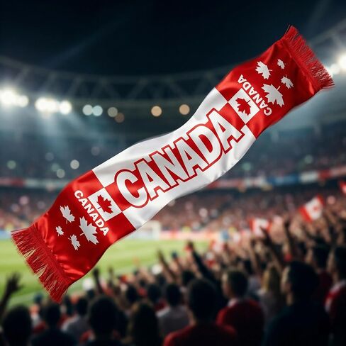 Canada Soccer Scarf Canadian Flag Satin Fan Scarf Red White 5.5 x 53 Inch Patriotic Football Supporter Accessory Game Day Stadium Tailgate Watch Party Canada Scarves in Kuwait