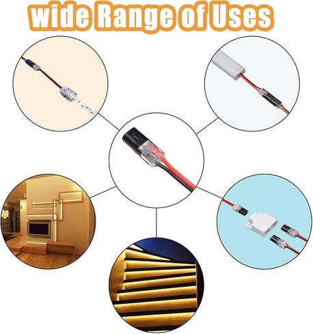 50 قطعة من موصل التوصيل بسلك مزدوج مع مشبك قفل، وأدوات تثبيت سريعة المشبك، وكتل متعددة الأغراض قابلة للتركيب لمصابيح الشريط، والحرف اليدوية، والديكور منخفض الجهد، ومجموعات النماذج in Kuwait