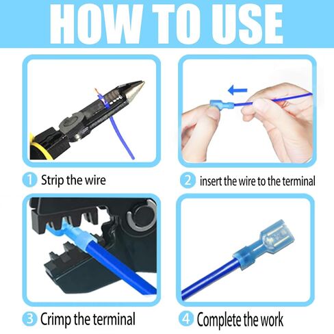 60PCS Female Spade Connector Kit, Nylon Spade & Terminal Connectors for 12-10, 16-14, 22-16 AWG Wire, Quick Disconnect Fully Insulated Crimp Terminals for Auto, Speaker, and Stereo Wiring in Kuwait