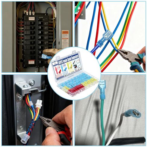 60PCS Female Spade Connector Kit, Nylon Spade & Terminal Connectors for 12-10, 16-14, 22-16 AWG Wire, Quick Disconnect Fully Insulated Crimp Terminals for Auto, Speaker, and Stereo Wiring in Kuwait