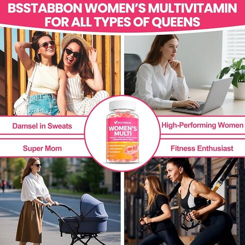 غماهيت الفيتامينات العضوية للسيدات: مكملات فيتامين نباتي مع الحديد B12 D3 Biotin Magnesium بالإضافة إلى Ashwagandha للحصول على طاقة صحة بشرة الشعر - Gummy الخالية من السكر (120count) in Kuwait