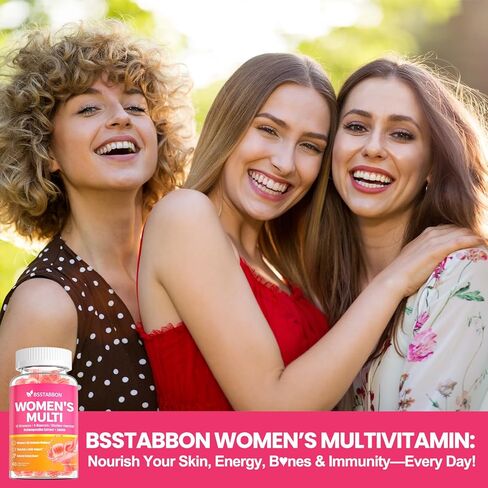 غماهيت الفيتامينات العضوية للسيدات: مكملات فيتامين نباتي مع الحديد B12 D3 Biotin Magnesium بالإضافة إلى Ashwagandha للحصول على طاقة صحة بشرة الشعر - Gummy الخالية من السكر (120count) in Kuwait