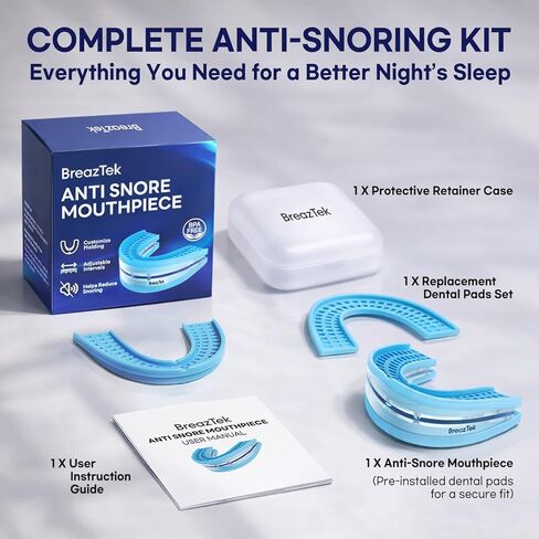Anti Snore Mouthpiece: FDA Cleared Snoring Mourth Guard for Adults – Helps Reduce Snoring During Sleep for Men and Women – Easy to Use & Reusable (Lightblue) in Saudi Arabia