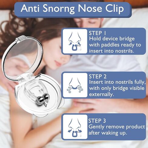 موسعات الأنف للنوم، مشبك مضاد للأنف لضمان النوم العميق، مشبك الأنف للشخير، مغناطيس الأنف لشريط التنفس، أجهزة فعالة لمكافحة الشخير (أبيض و8 قطع) in Kuwait