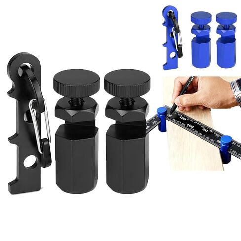 Tall Stair Gauges for Framing Square, Hexagonal Stable Lock with Holder and Hook, Anti-Wobble Framing Square Stops for Circular Saw Guide, Precision Stair Gauge Set for Carpentry Layout (Blue) in Saudi Arabia