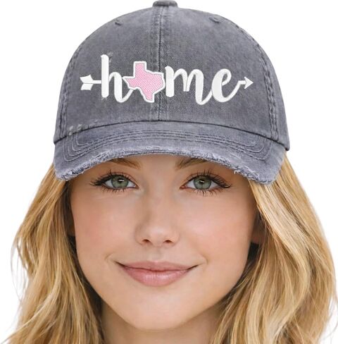 قبعة سهم منزلية مخصصة لولاية تكساس 50 للنساء، قبعة بيسبول أو قبعة ذيل حصان عالية، هدية عيد ميلاد مصنوعة يدويًا لتدفئة المنزل in Kuwait