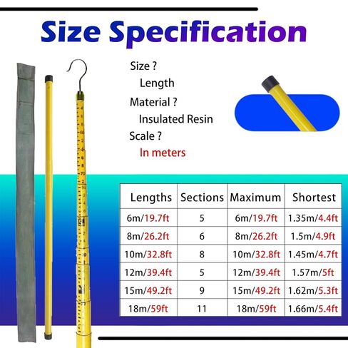 Adjustable Insulated Telescopic Measuring Stick Tool - Height Rod with Carrying Bag for Accurate Measurements - Perfect for Construction, Surveying, and DIY Projects,12mx3 pcs in Saudi Arabia