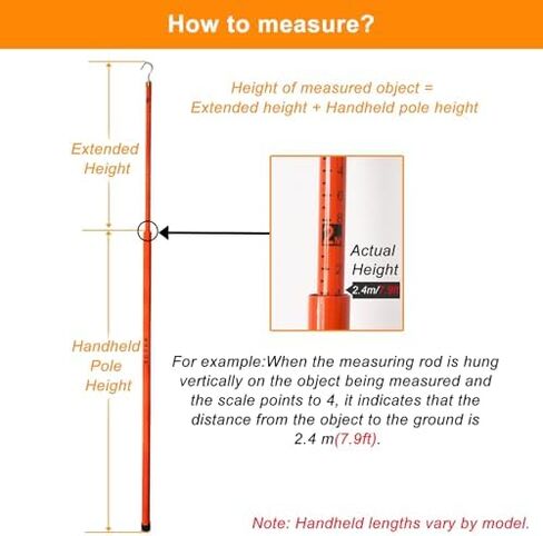 Adjustable Height Measuring Pole, Lightweight Survey Stick for Construction, 6-18m Length (26.2ft, 6 Sections), Perfect for Surveying, Engineering, and Outdoor Use,Orange,26.2ft(8m) 6 Sections in Saudi Arabia