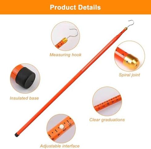 Adjustable Height Measuring Pole, Lightweight Survey Stick for Construction, 6-18m Length (26.2ft, 6 Sections), Perfect for Surveying, Engineering, and Outdoor Use,Orange,26.2ft(8m) 6 Sections in Saudi Arabia