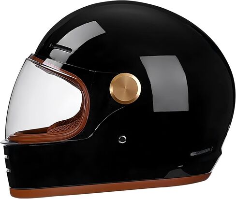 DOT RETRO VINTAGE FULL FACE دراجة نارية خوذة التصميم الكلاسيكي للرجال للنساء خفيفة الوزن مضاد للرياح VENT CAFE RACER & CRUISER RIKE ، طريق سريع ، جولة in Kuwait