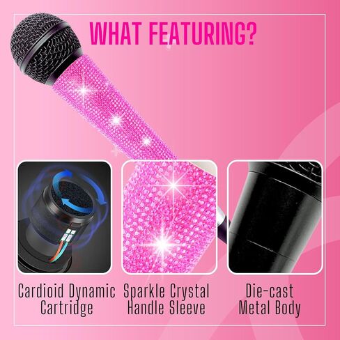 XLR Vocal Microphone with Black Full Metal Body and Sparkly Pink Cover for Wire Mic Decoration and Protection in Saudi Arabia
