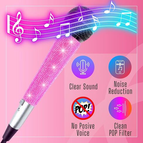 XLR Vocal Microphone with Black Full Metal Body and Sparkly Pink Cover for Wire Mic Decoration and Protection in Saudi Arabia