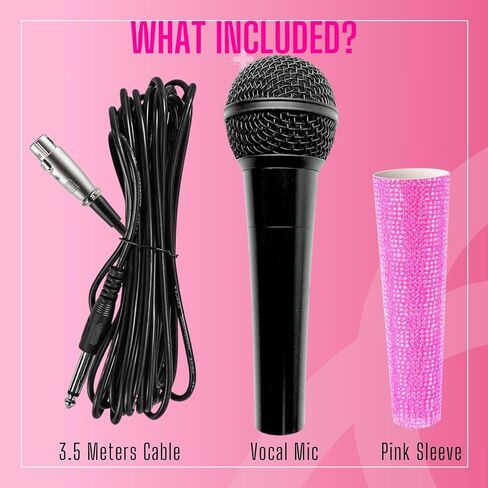 XLR Vocal Microphone with Black Full Metal Body and Sparkly Pink Cover for Wire Mic Decoration and Protection in Saudi Arabia