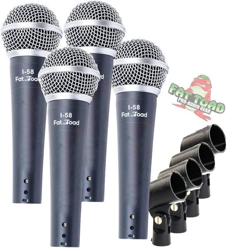 Fat Toad Vocal Microphones (Live ResponsePRO Edition) 4-Pack – Unidirectional Cardioid Mics with Clips for Studio Stage Recording, DJ Karaoke Setup in Kuwait