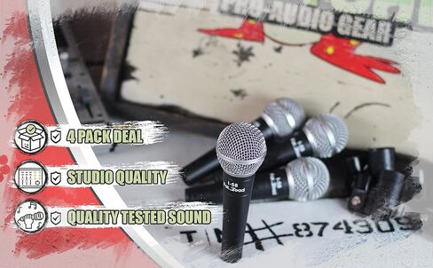 Fat Toad Vocal Microphones (Live ResponsePRO Edition) 4-Pack – Unidirectional Cardioid Mics with Clips for Studio Stage Recording, DJ Karaoke Setup in Kuwait