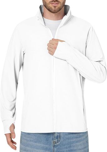 Locachy Men's UPF 50+ Sun Protection Lightweight Outdoor Jacket Full Zip Long Sleeve Fishing Hiking Performance Shirt in Saudi Arabia