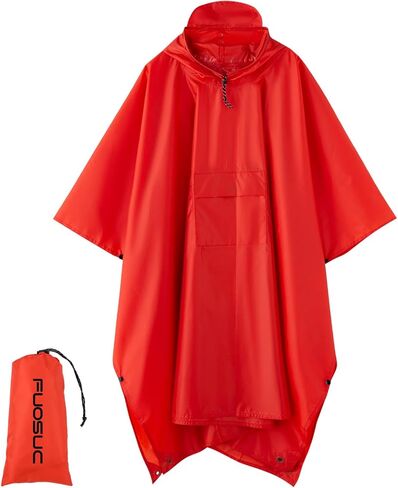 hooded waterproof raincoat, outdoor hiking, unisex, camping mat and small tent (US, Alpha, One Size, Regular, Regular, Red) in Kuwait