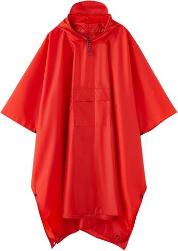 hooded waterproof raincoat, outdoor hiking, unisex, camping mat and small tent (US, Alpha, One Size, Regular, Regular, Red) in Kuwait