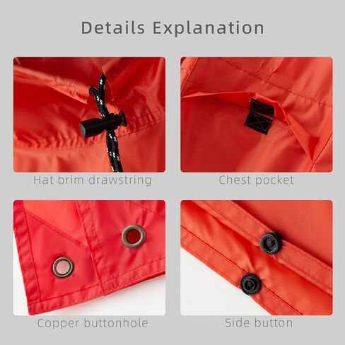 hooded waterproof raincoat, outdoor hiking, unisex, camping mat and small tent (US, Alpha, One Size, Regular, Regular, Red) in Kuwait
