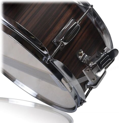 طبلة GRIFFIN Snare Drum - 14 بوصة × 5.5 بوصة (إصدار PoplarPro) غلاف خشبي مع PVC هيكوري أسود، رأس مطلي، غطاء كمين، مفتاح و8 عروات ضبط in Saudi Arabia