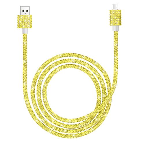 Hiandier USB C Cable 3A USB إلى USB C شحن سريع الكابلات النساء 4ft 4ft Bling Diamond Type C Charger For iPhone 16 Pro 16 Pro iPhone 15 Pro Plus Samsung Galaxy S24 S23-Lemon Yellow in Kuwait
