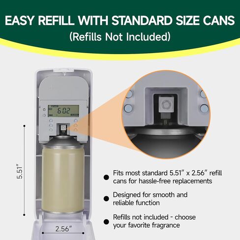 Automatic LCD Air Freshener Dispenser Wall Mount or Free Standing, Programmable Spray for Bathroom Home Office Hotel Commercial Use, Compatible with Glade Refills, White in Kuwait
