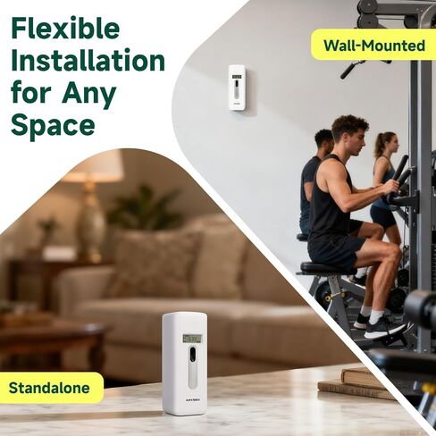 Automatic LCD Air Freshener Dispenser Wall Mount or Free Standing, Programmable Spray for Bathroom Home Office Hotel Commercial Use, Compatible with Glade Refills, White in Saudi Arabia