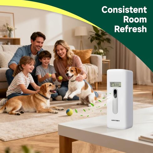Automatic LCD Air Freshener Dispenser Wall Mount or Free Standing, Programmable Spray for Bathroom Home Office Hotel Commercial Use, Compatible with Glade Refills, White in Saudi Arabia
