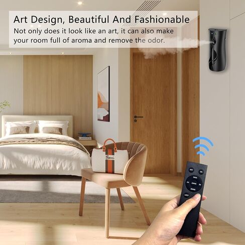 2-Pack Automatic Air Freshener Spray Dispenser with Remote Control,Wall Mounted/Free Standing for Commercial Use,Multiple Time Scent/Mist Release Settings for Room/Restroom (Black, Standard) in Kuwait