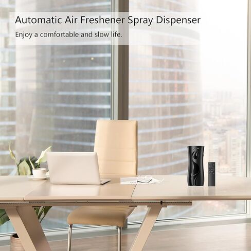 2-Pack Automatic Air Freshener Spray Dispenser with Remote Control,Wall Mounted/Free Standing for Commercial Use,Multiple Time Scent/Mist Release Settings for Room/Restroom (Black, Standard) in Kuwait