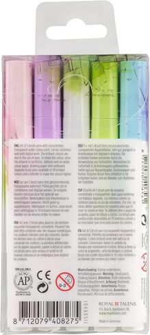 Ecoline Pack of 5 Brush Pen, Green Blue, Liquid Watercolour in Kuwait