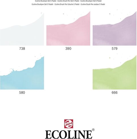 Ecoline Pack of 5 Brush Pen, Green Blue, Liquid Watercolour in Kuwait