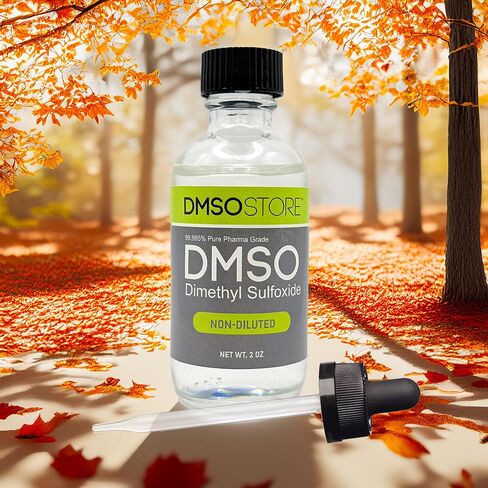 DMSO درجة صيدلانية 2 أوقية. سائل، نقي بنسبة 99.995%، رائحة منخفضة، غير مخفف، ثنائي ميثيل سلفوكسيد في زجاجة زجاجية مع قطارة in Kuwait