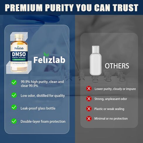 سائل DMSO نقي بنسبة 99.9% (ثنائي ميثيل سلفوكسيد)، 8 أونصة سائلة، غير مخفف، رائحة منخفضة، عالية النقاء، زجاجة من زجاج الكهرمان in Kuwait