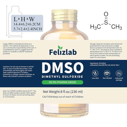 سائل DMSO نقي بنسبة 99.9% (ثنائي ميثيل سلفوكسيد)، 8 أونصة سائلة، غير مخفف، رائحة منخفضة، عالية النقاء، زجاجة من زجاج الكهرمان in Kuwait