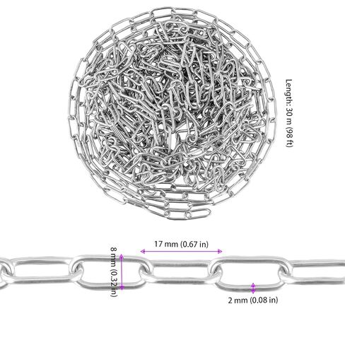 KINJOEK Stainless Steel Chain, 2mm x 98.4 Feet Heavy Duty Metal Proof Coil Chain, Hanging Loop Chains for Guardrail, Lifting Chain in Kuwait