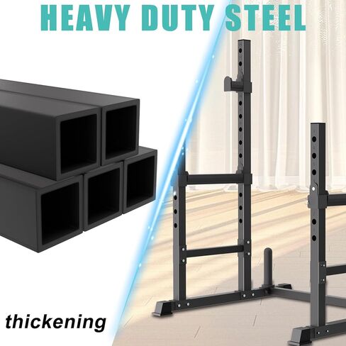 حامل القرفصاء القابل للتعديل ورف ضغط المقعد من VivZen - محطة رفع الأثقال متعددة الوظائف مع أذرع مراقبة وتخزين لوحة الوزن - معدات رياضية منزلية شديدة التحمل بوزن 600 رطل (ارتفاع 34 بوصة - 57 بوصة) in Kuwait