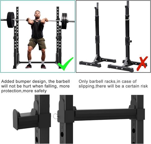 حامل القرفصاء القابل للتعديل ورف ضغط المقعد من VivZen - محطة رفع الأثقال متعددة الوظائف مع أذرع مراقبة وتخزين لوحة الوزن - معدات رياضية منزلية شديدة التحمل بوزن 600 رطل (ارتفاع 34 بوصة - 57 بوصة) in Kuwait